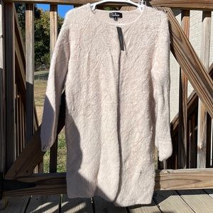 NWT S Lulu’s light pink taupe open cardigan mink color long tunic  elastic cuffs